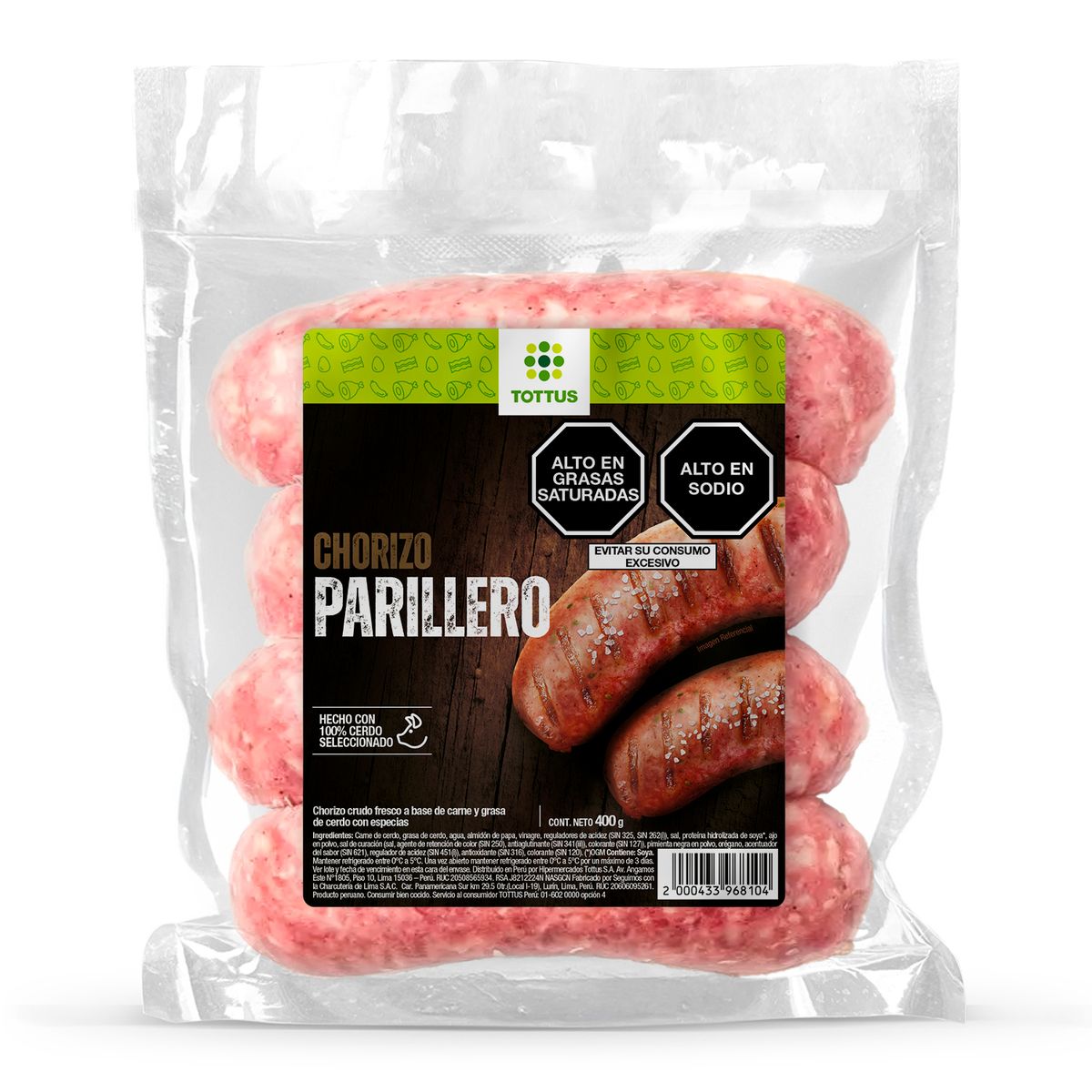 TOTTUS - Chorizo Parrillero Tottus Empaque 400 g