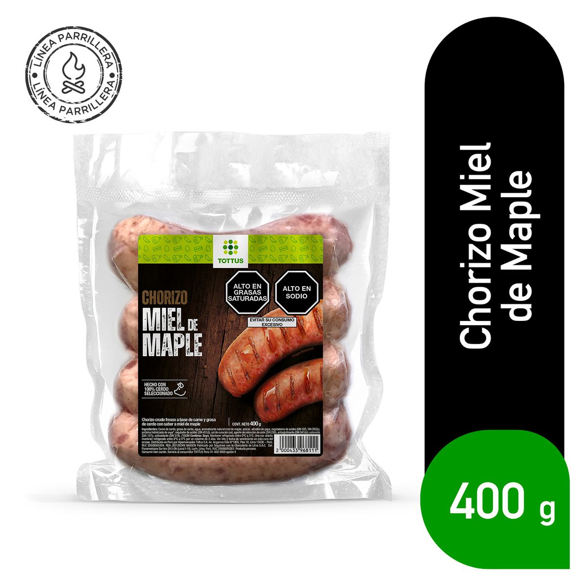 TOTTUS - Chorizo Miel de Maple Tottus Empaque 400 g