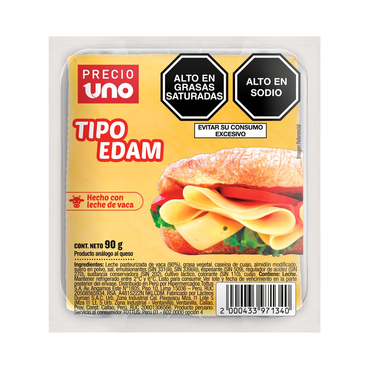 PRECIO UNO - Queso Edam Precio Uno Empaque 90 g