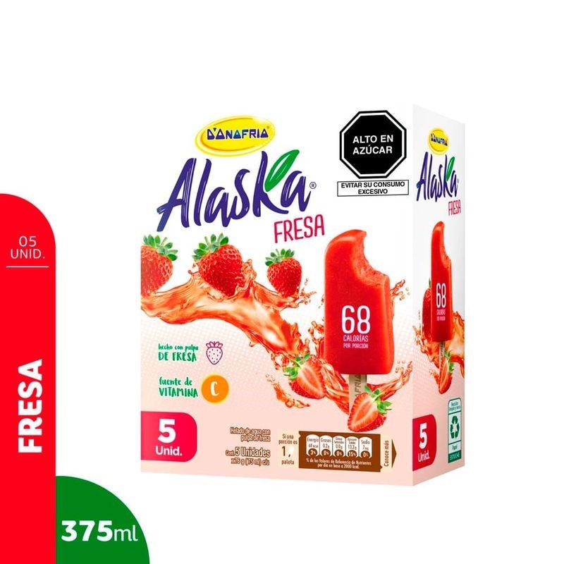 DONOFRIO - Helado Alaska Paleta Fresa Caja 70 mL (5 Un)