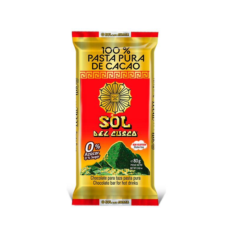 SOL DEL CUSCO - Chocolate Sol Del Cusco Pasta Pura x 80 g
