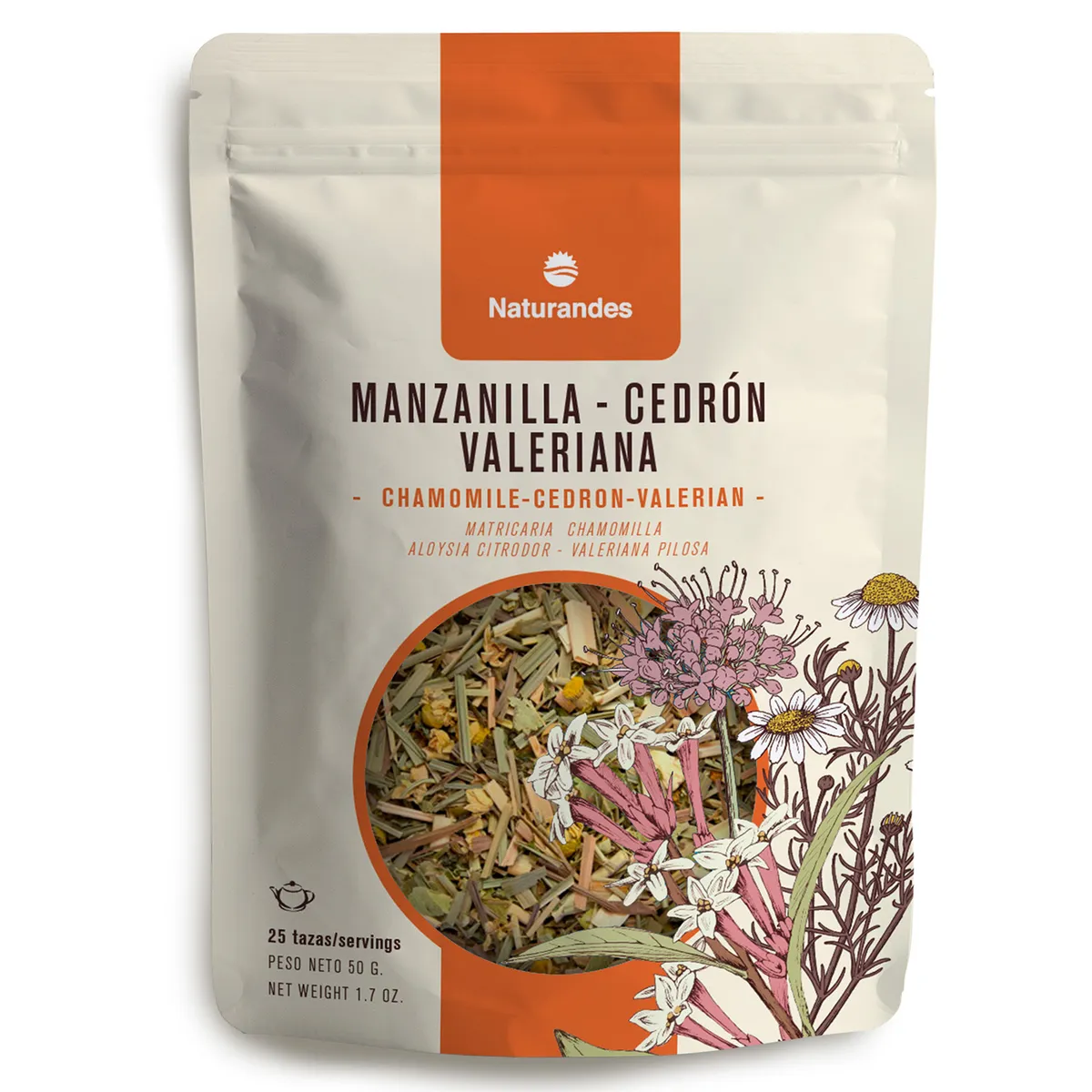 NATURANDES - Infusión Cedrón Manzanilla y Valeriana Naturandes Doypack 50 g