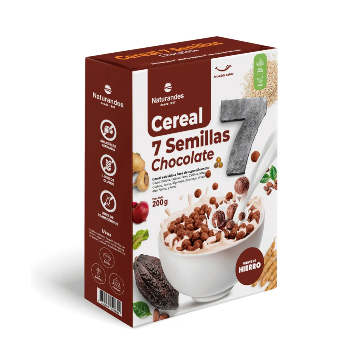 NATURANDES - Cereal 7 Semillas Chocolate Naturandes Bolsa 200 g