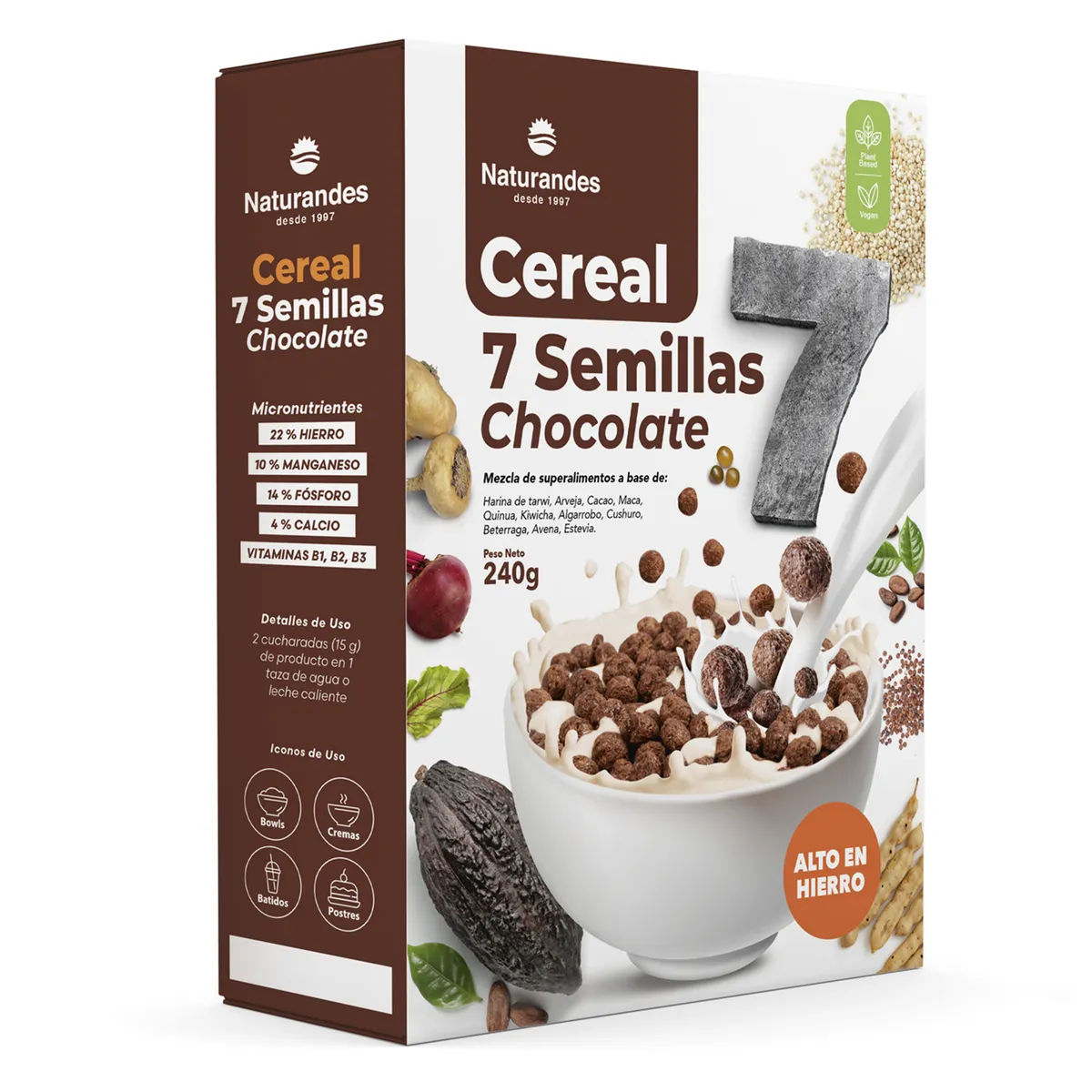NATURANDES - Cereal 7 Semillas Chocolate Naturandes Bolsa 200 g