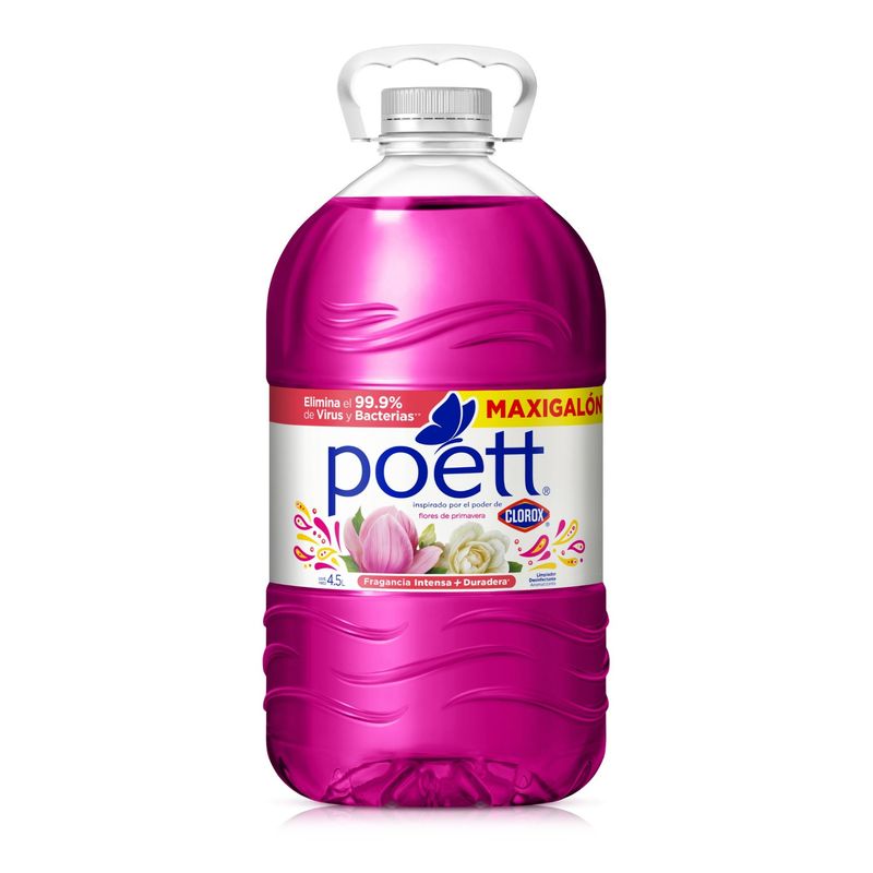 POETT - Limpiador Poett Desinfectante Flores Primavera Botella 4.5 L