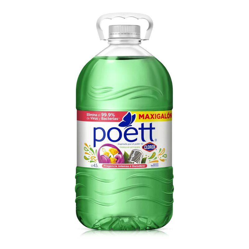 POETT - Limpiador Poett Desinfectante Música Primavera Botella 4.5 L