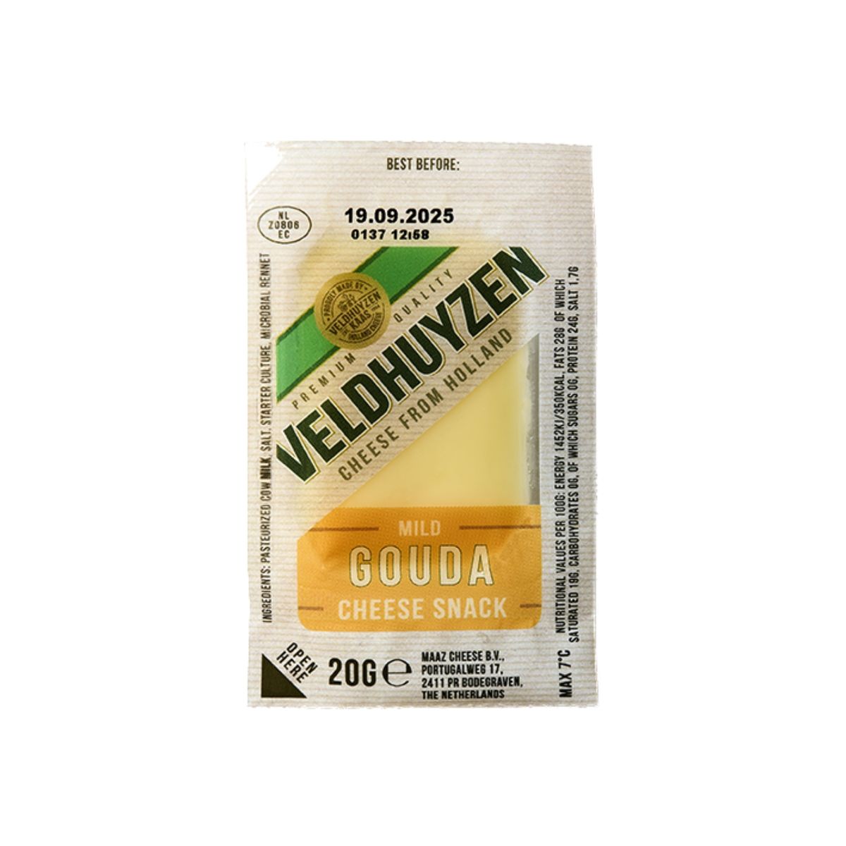 VELDHUYZEN - Snack Queso Goudá Veldhuyzen Empaque 20 g