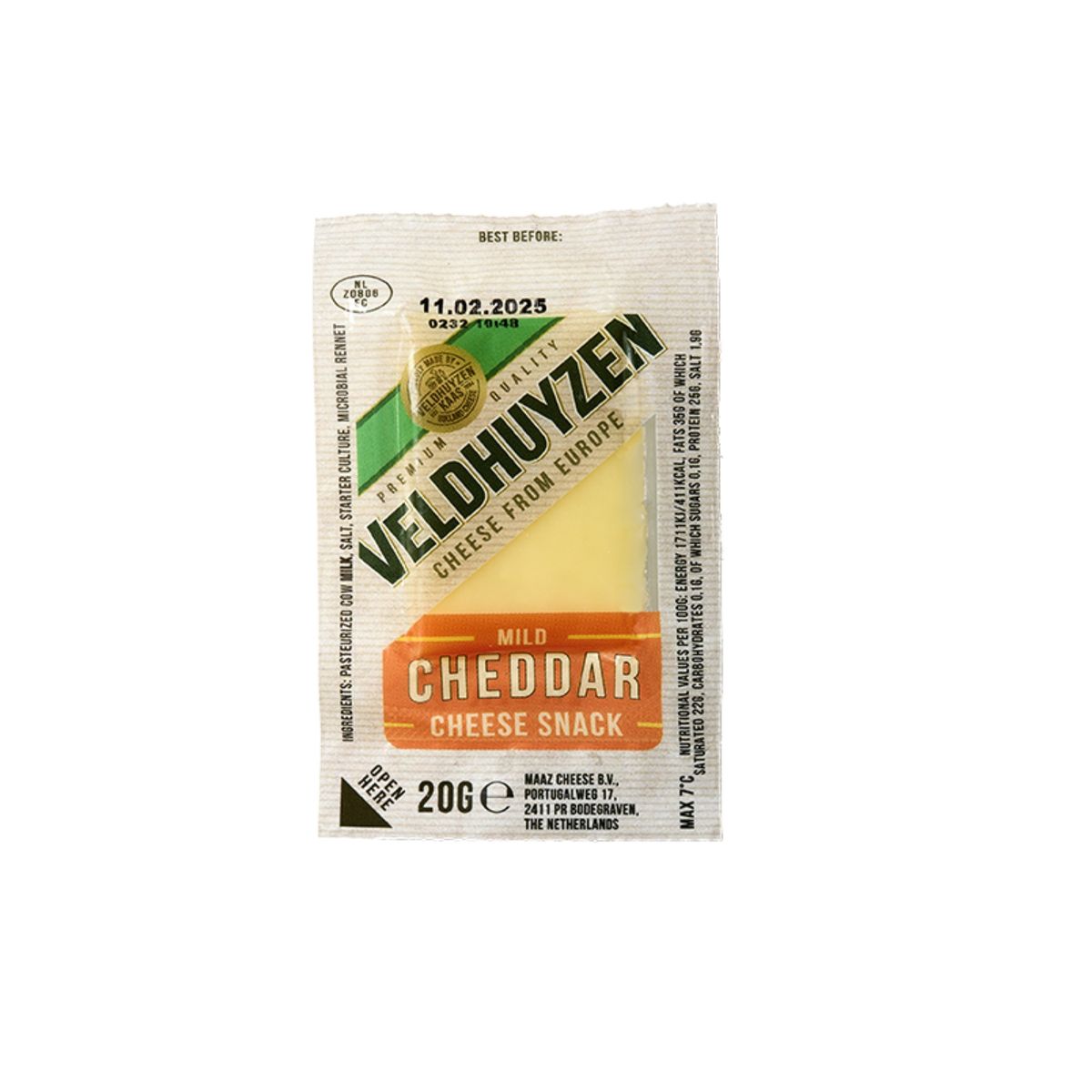VELDHUYZEN - Snack Queso Cheddar Veldhuyzen Empaque 20 g
