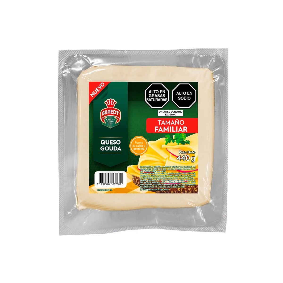 BRAEDT - Queso Goudá en Láminas Braedt Empaque 440 g