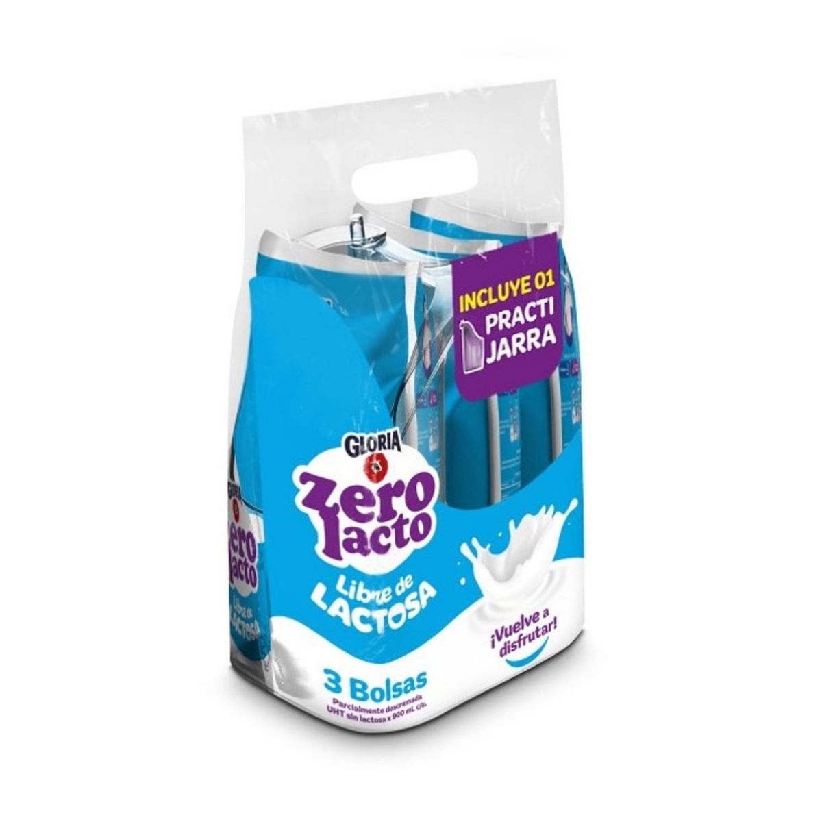 GLORIA - Leche UHT Gloria Zero Lacto Pack 3 Bolsas 900 mL