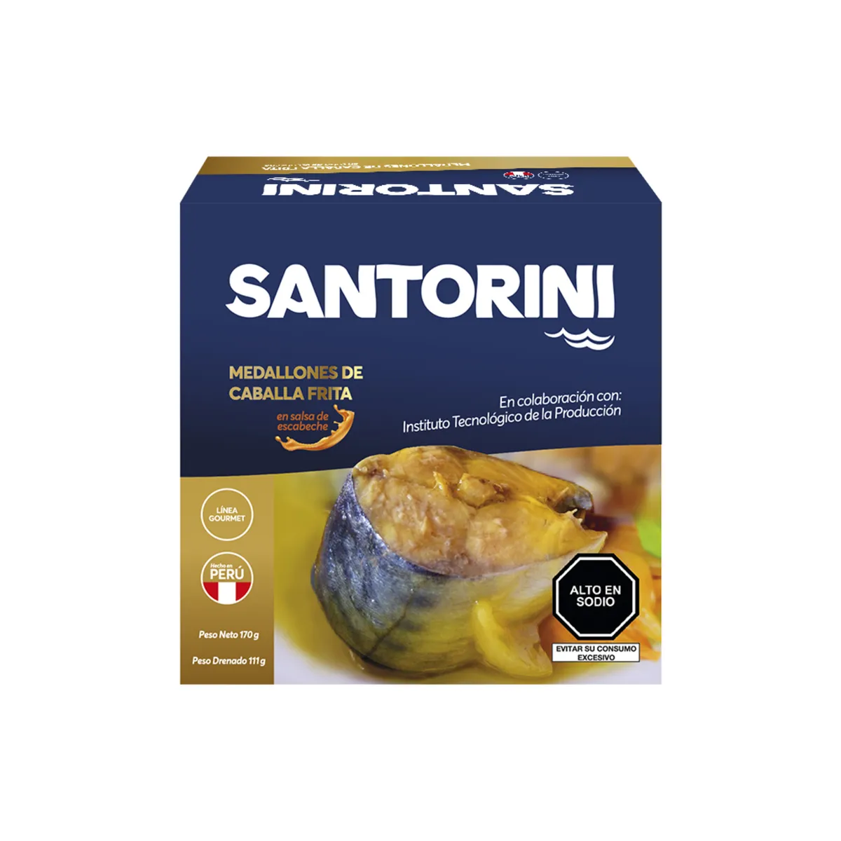 SANTORINI - Medallones de Caballa Frita Santorini en Salsa Escabeche Envase 170 g