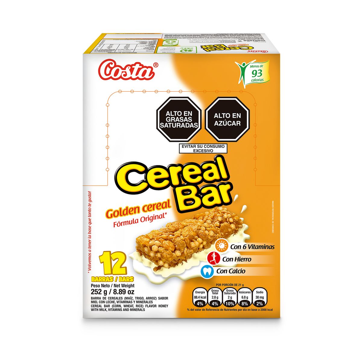 COSTA - Barras de Cereal Cereal Bar Golden Caja 12 Und