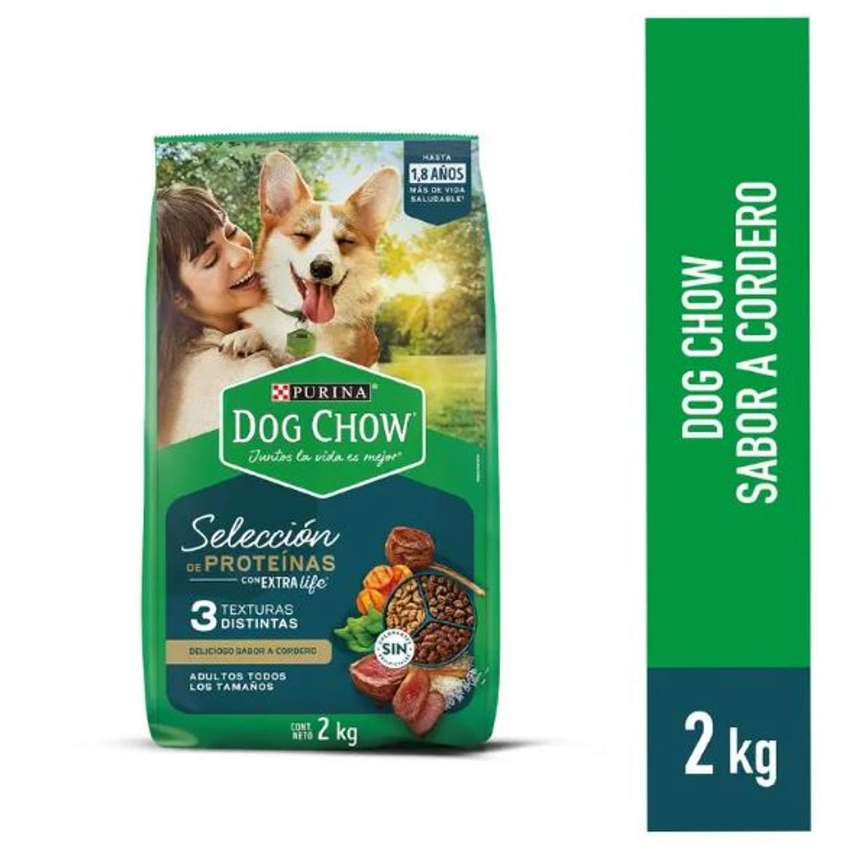 DOG CHOW - Alimento Seco Perros Adultos Dog Chow Cordero Bolsa 2 Kg