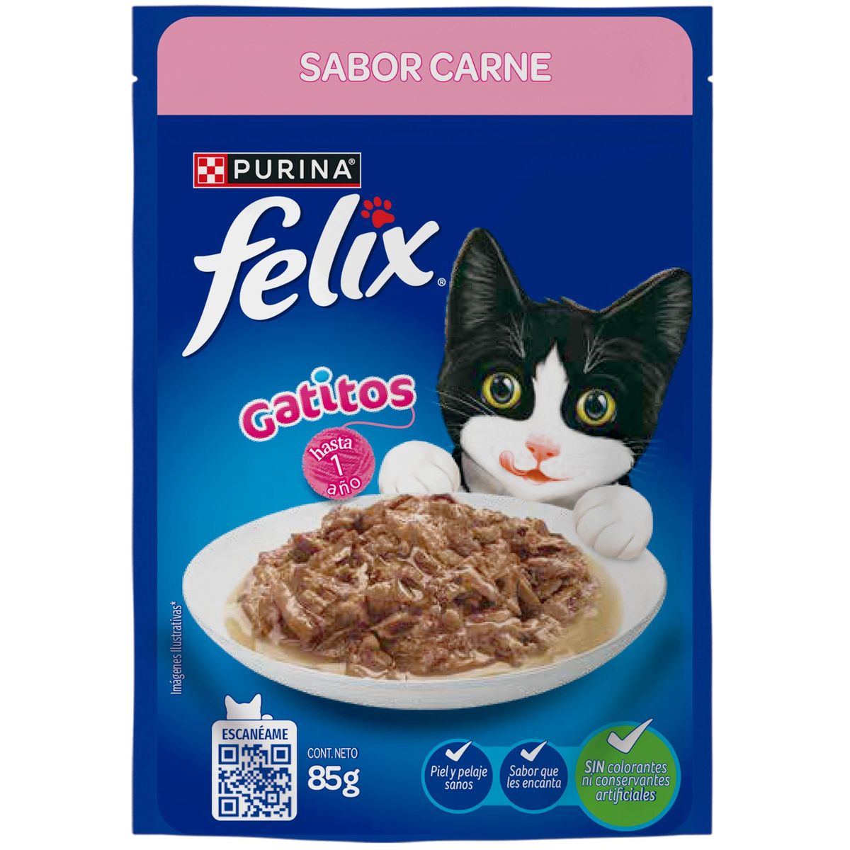 FELIX - Alimento Húmedo Gatos Felix Sabor Carne Doypack 85 g