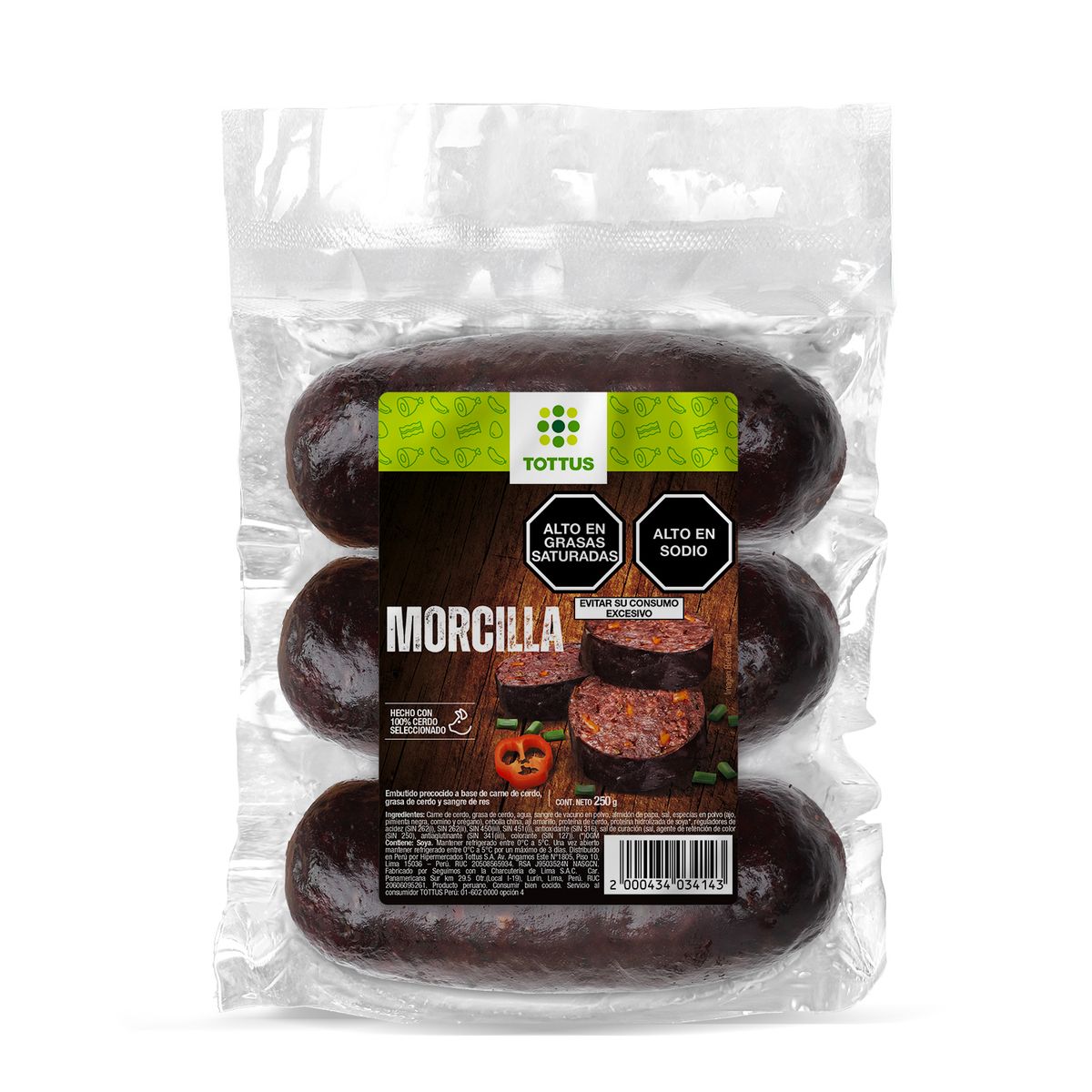 TOTTUS - Morcilla Tottus Empaque 250 g