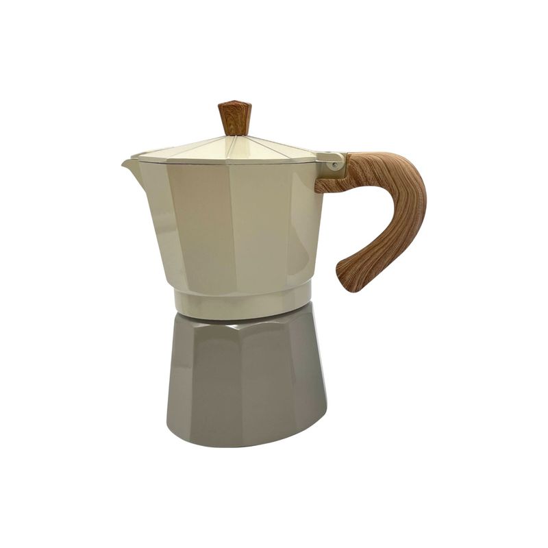 Casa Joven - Cafetera de Aluminio Mango Madera Ecru