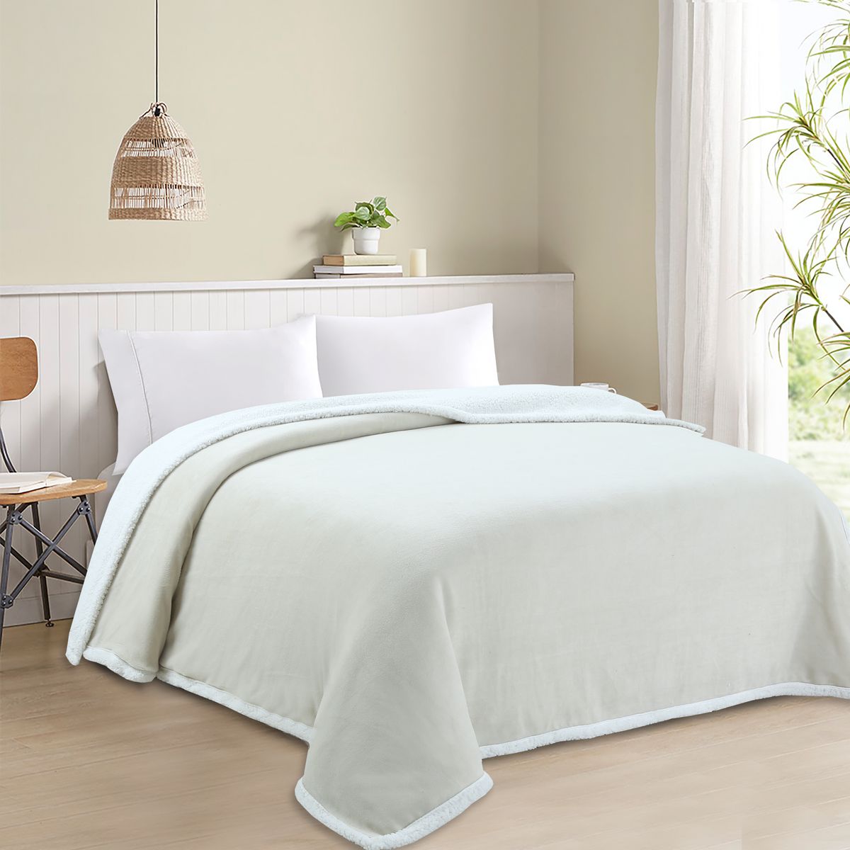 CASA JOVEN - Frazada Sherpa 1.5 Beige 160X220