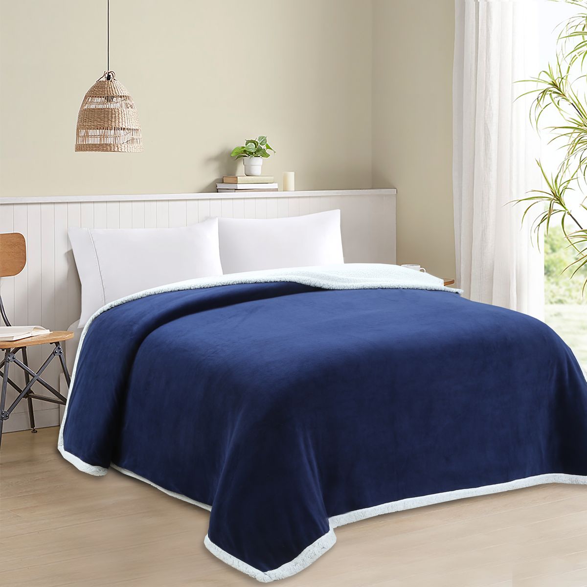 Casa Joven - Frazada Sherpa 1.5 Plz Azul 160X220