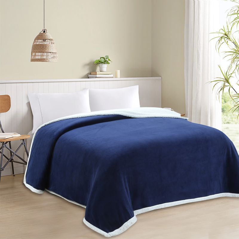 CASA JOVEN - Frazada Sherpa Azul 1.5 Plazas 160x220 cm