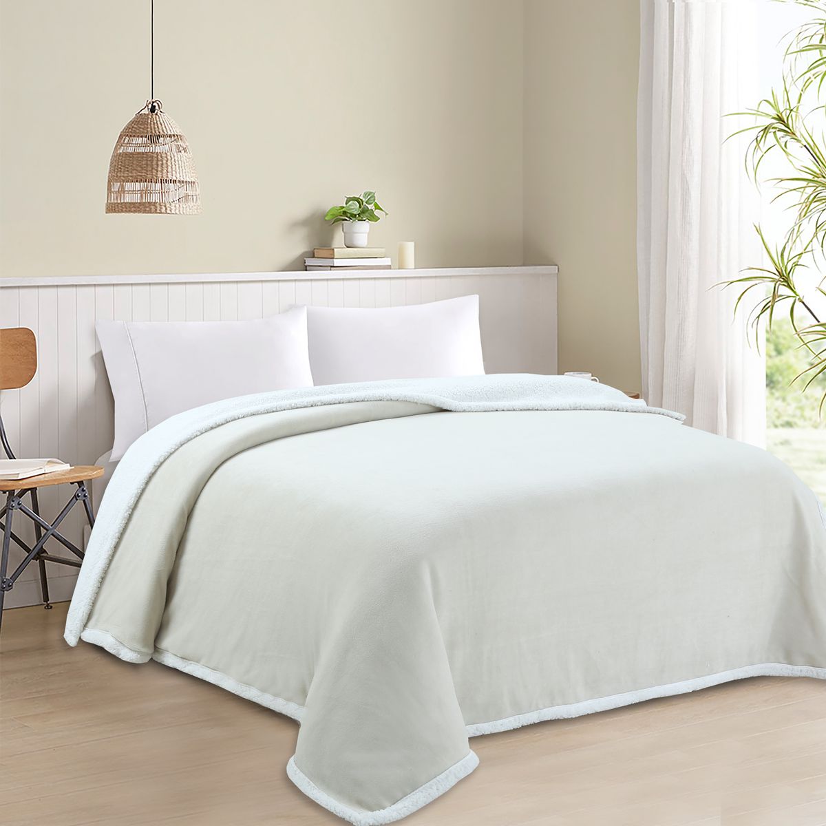 CASA JOVEN - Frazada Sherpa 2Plz Beige 200X220Cm