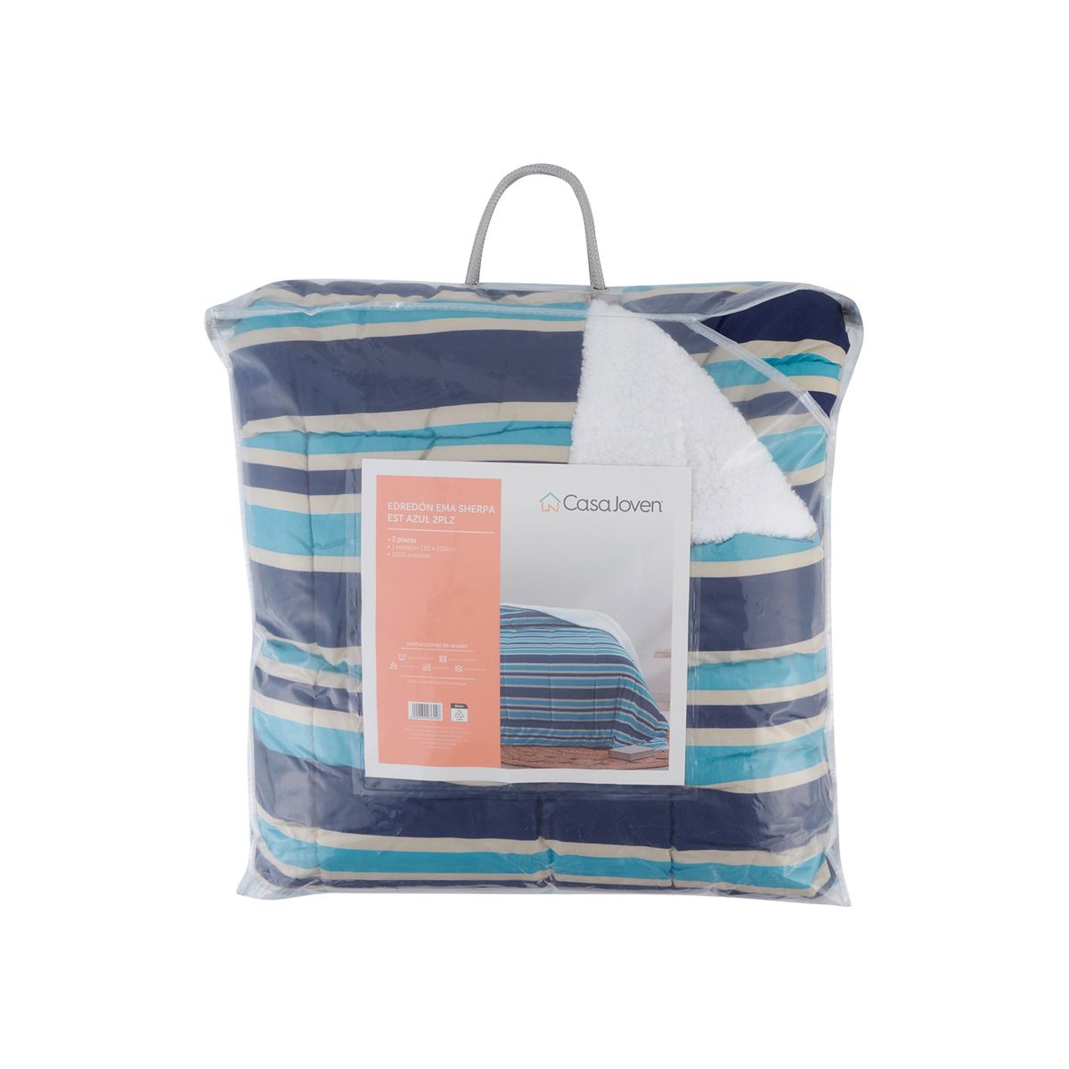 CASA JOVEN - Edredón Ema Sherpa Estampado Azul 2 Plazas