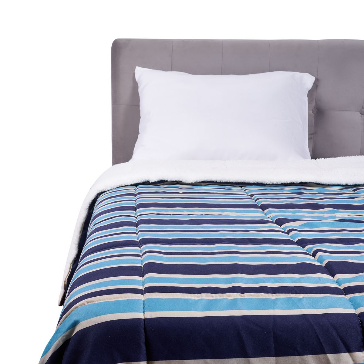 CASA JOVEN - Edredón Ema Sherpa Estampado Azul 2 Plazas