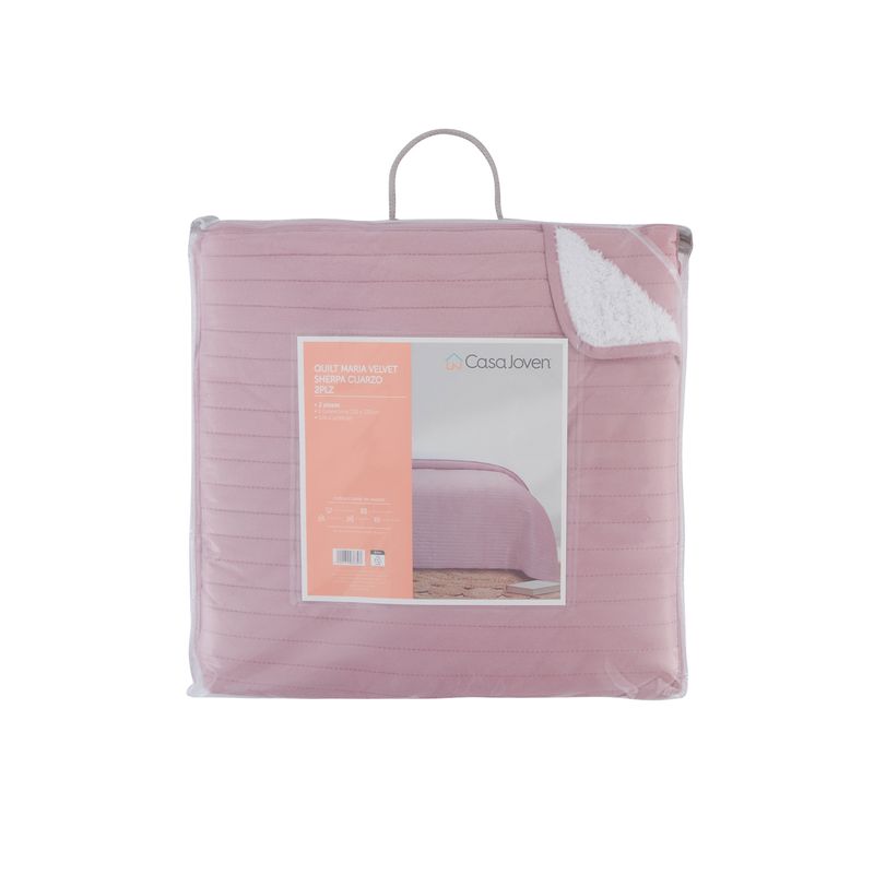 CASA JOVEN - Quilt Maria Velvet Sherpa Cuarzo 2 Plazas
