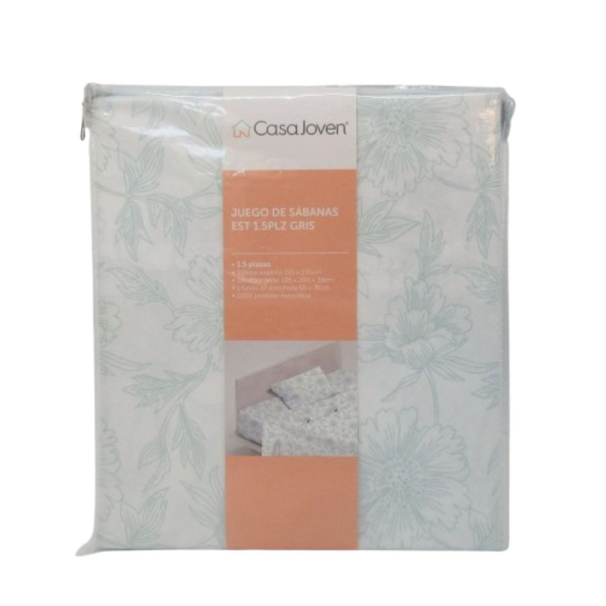 CASA JOVEN - Juego de Sábanas Est 1.5Plz Gris