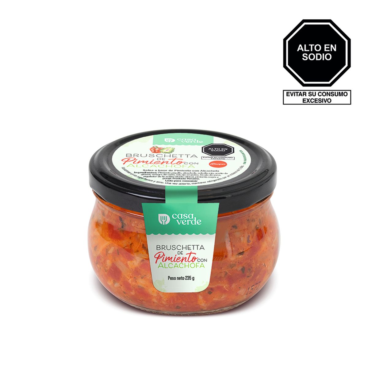 CASA VERDE - Bruschetta Pimiento y Alcachofa Casa Verde Envase 235 g