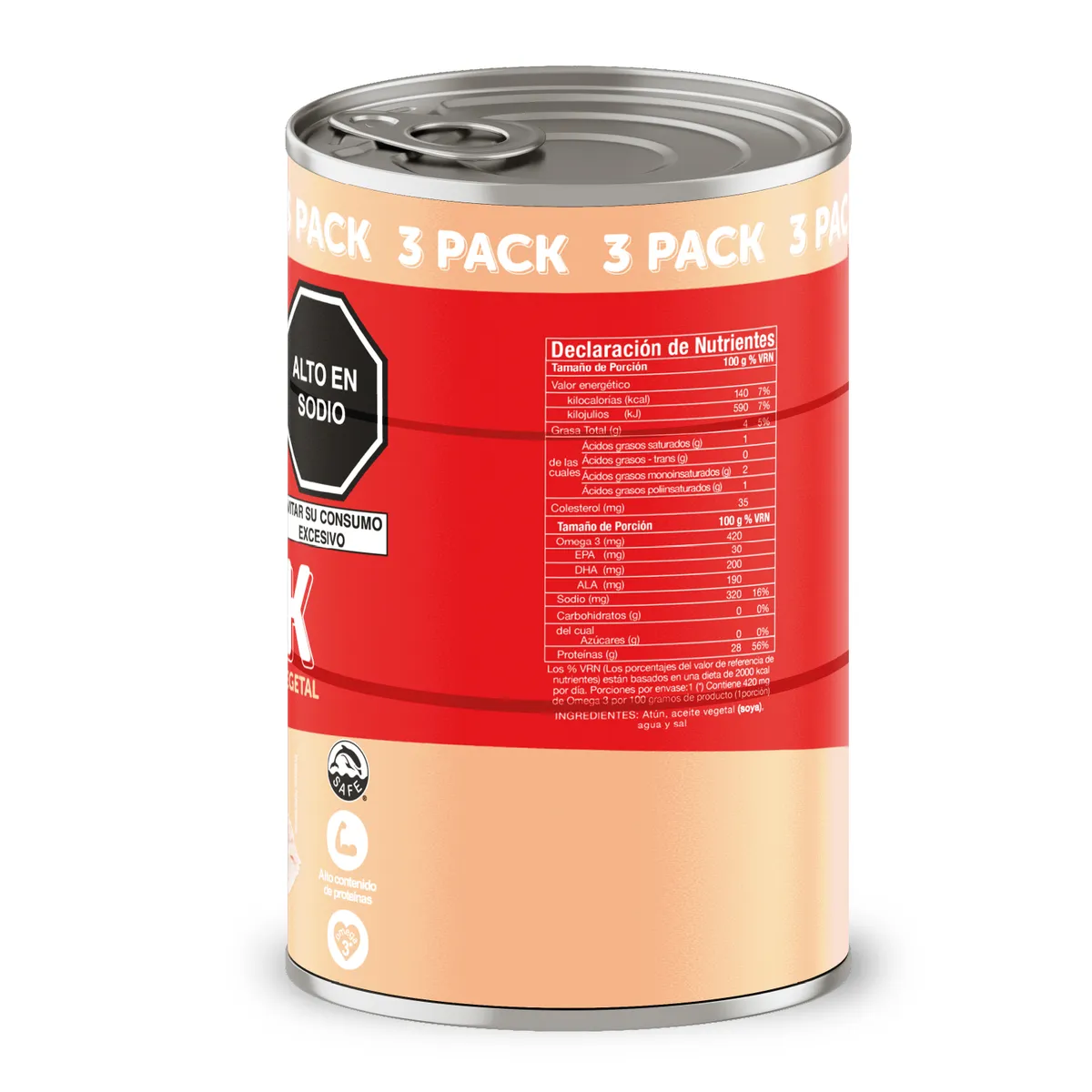 COMPASS - Trozos de Atún Compass Aceite Vegetal Pack 3 Latas 140 g