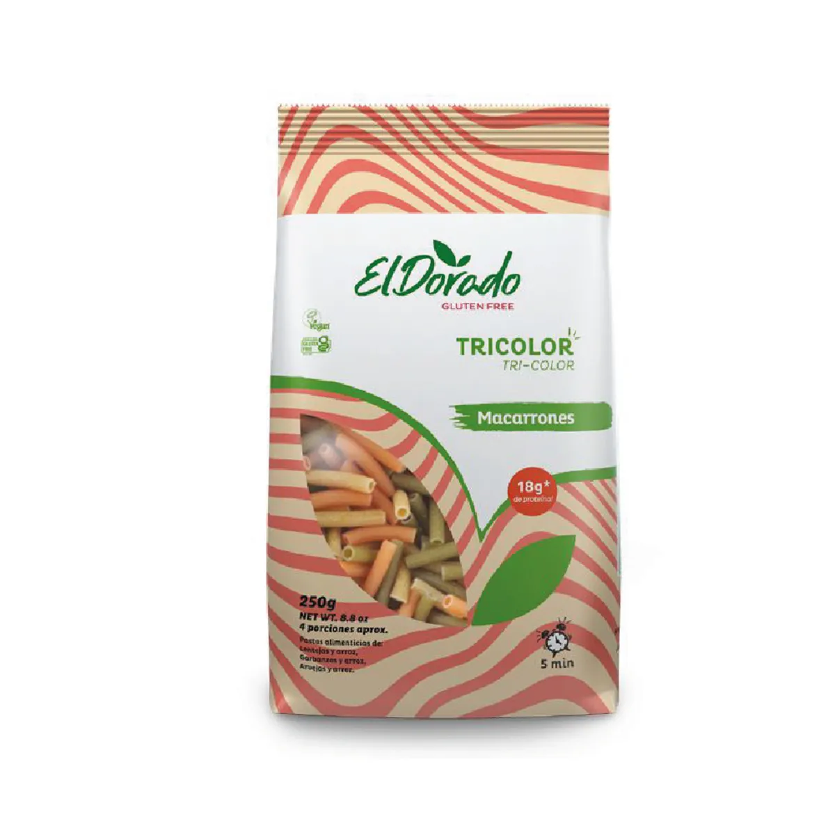 EL DORADO - Macarrones Tricolor El Dorado Bolsa 250 g