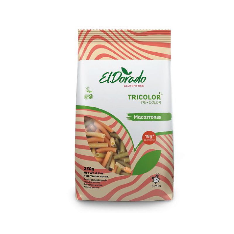 EL DORADO - Pasta De Legumbres Tricolor Macarron El Dorado x 250 g