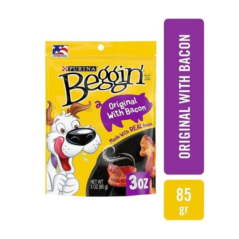 BEGGIN - Snacks Purina Beggin Perro Adulto Strips Bacon 85g