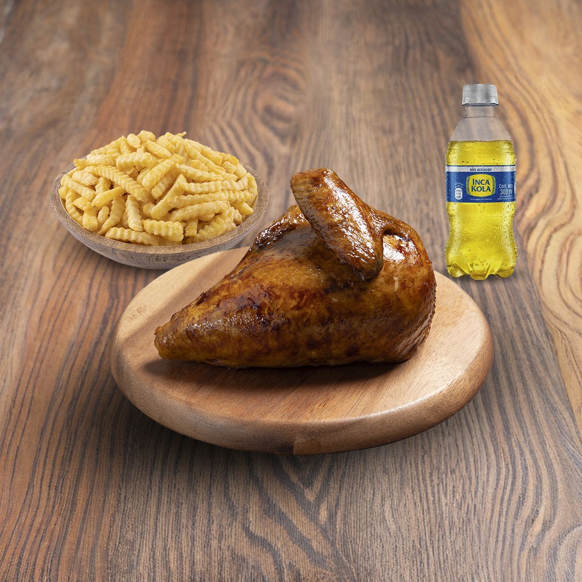 TOTTUS - 1/4 Pollo Rostizado + Porción De Papas + Inca Kola Sin Azúcar 300 Ml