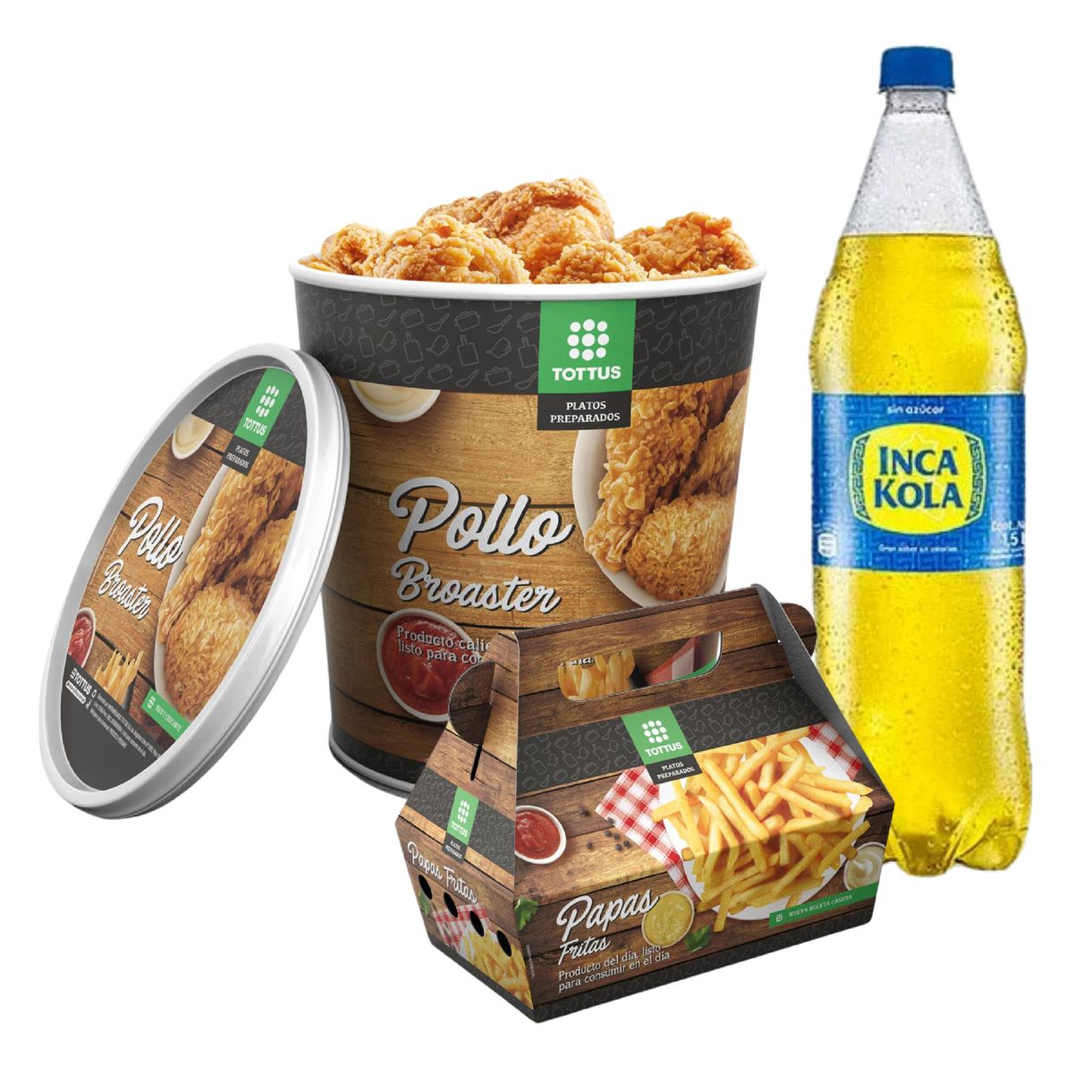 TOTTUS - Broaster 8 Piezas Picante + Papas + Inca Kola 1.5L