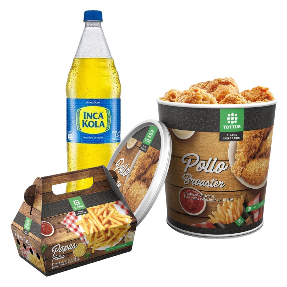 TOTTUS - Broaster 8 Piezas + Papas + Inca Kola 1.5L