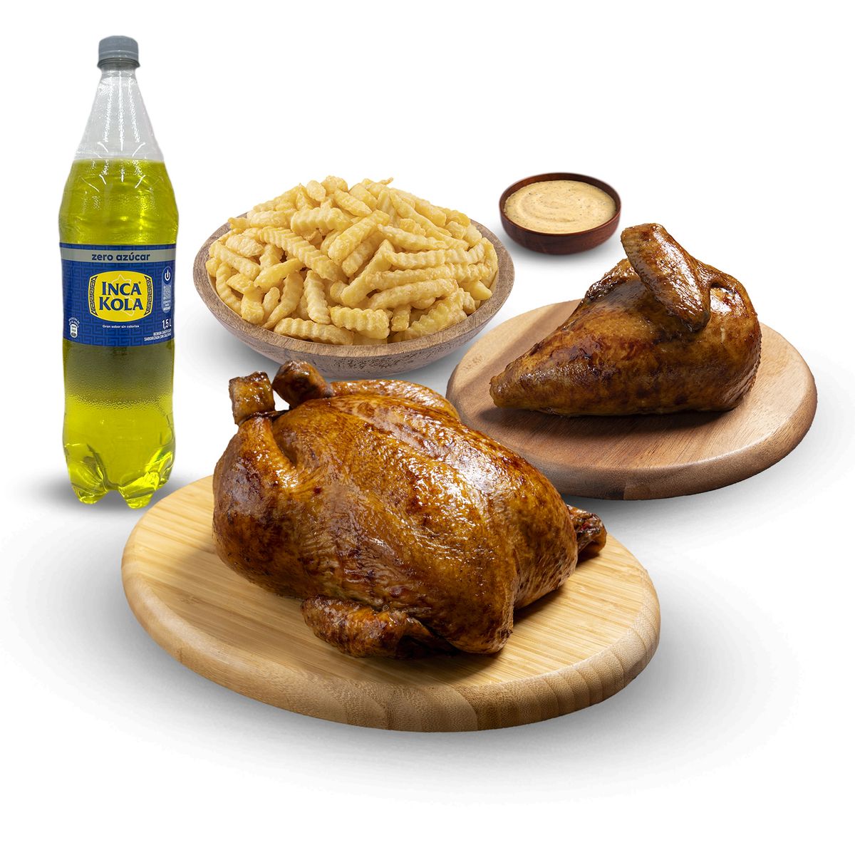TOTTUS - Pollo Rostizado + 1/4 Pollo Rostizado + Porción De Papas + Inca Kola Sin Azúcar 1.5 L