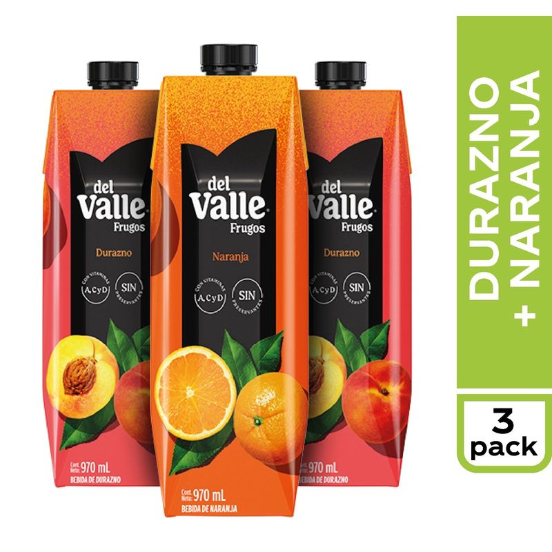 FRUGOS - Bebida Frugos del Valle 2 Durazno 970 mL + Naranja 970 mL