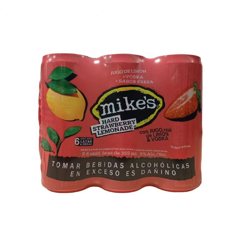 MIKES - Vodka Mikes Hard Strawberry Pack 6 Latas 355 mL