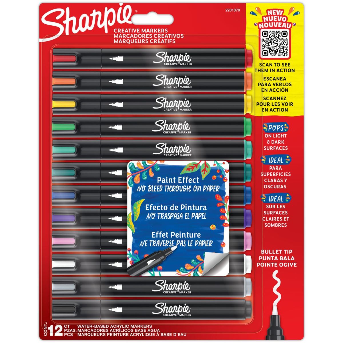 SHARPIE - Plumones Acrílicos Sharpie Punta Bala Empaque 12 Und