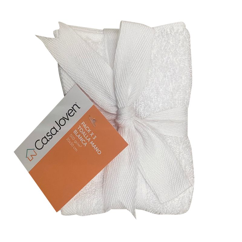 CASA JOVEN - Pack X 3 Toalla Mano Blanca