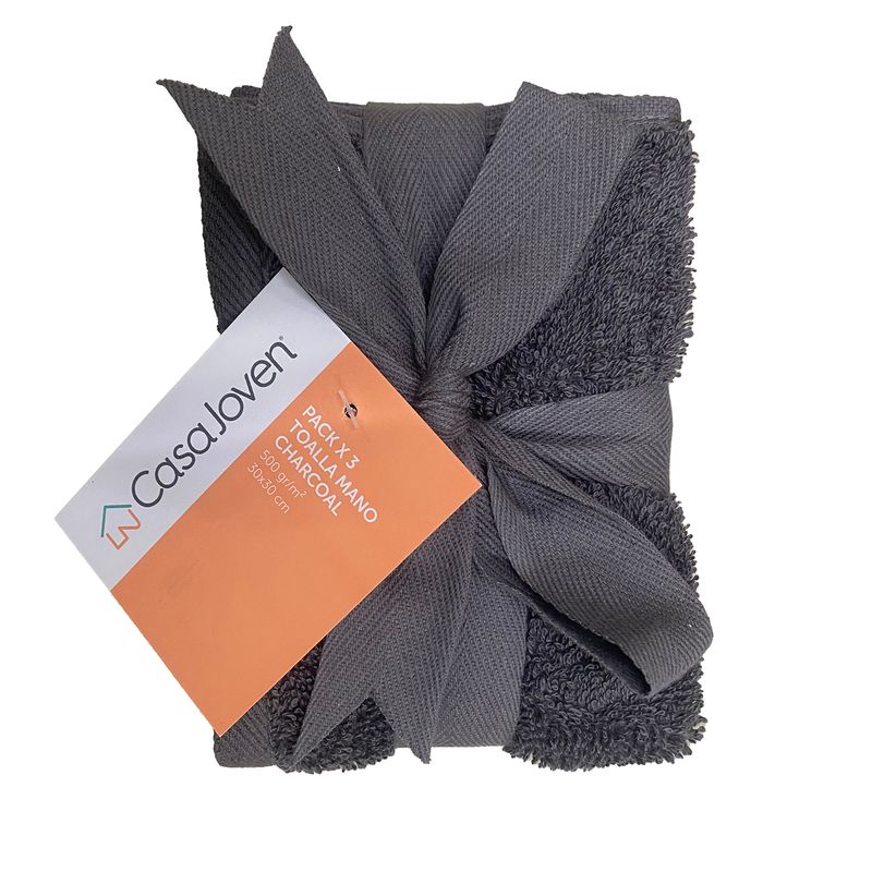 CASA JOVEN - PACK X 3 TOALLA MANO CHARCOAL