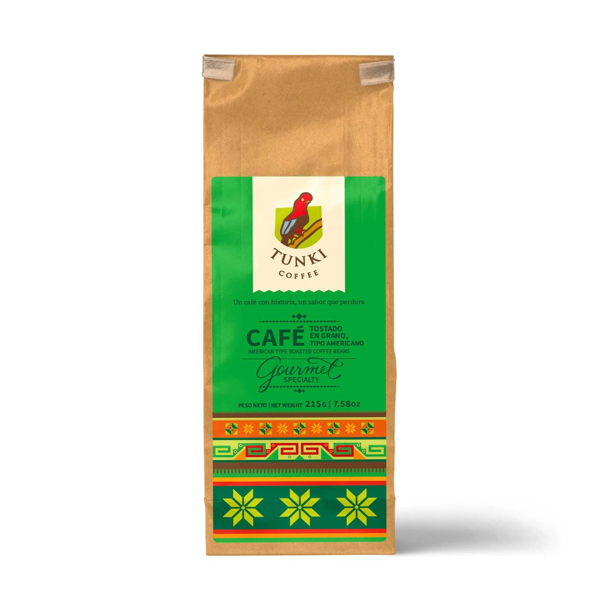 COFFEE TUNKI - Café Tostado Grano Coffee Tunki Tipo Americano Envase 215 g