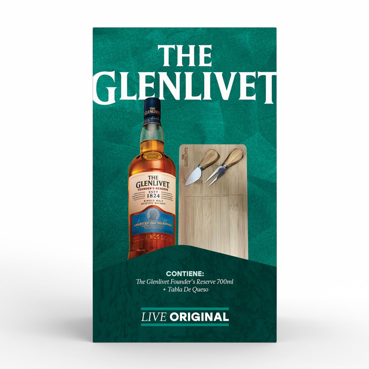 THE GLENLIVET - Glenlivet Founders 700 mL y Tabla de Queso