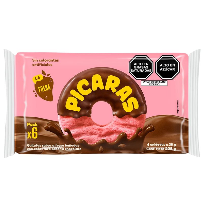 PICARAS - Sixpack Galletas Picaras Fresa x 228 g