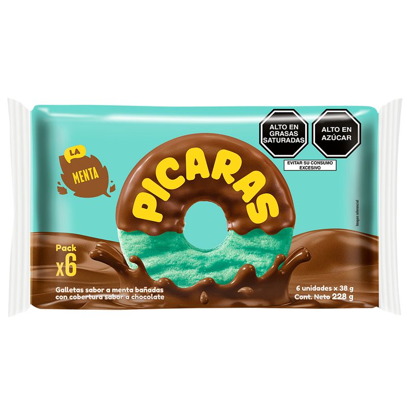PICARAS - Galleta Picaras Menta Sixpack 228 g