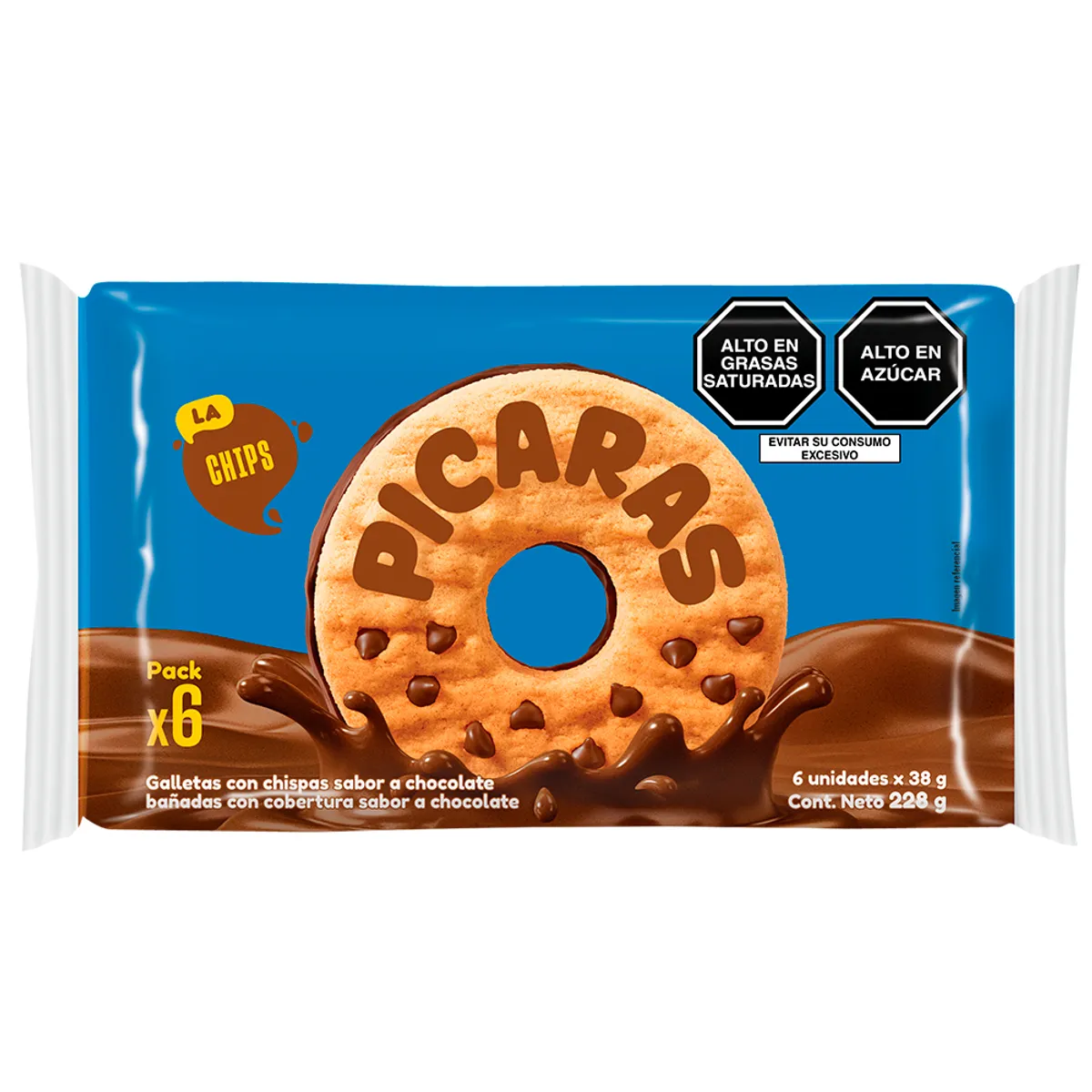 PICARAS - Galleta Picaras Chips Sixpack 228 g
