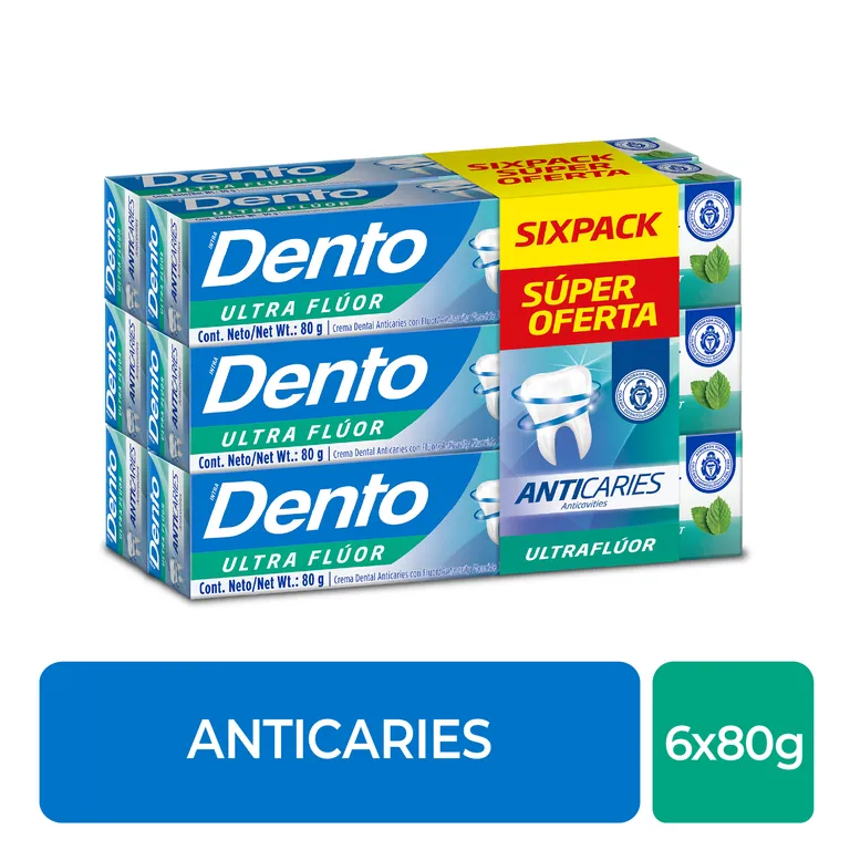 Pasta Dental Dento Anticaries Sixpack Caja 80 g | Tottus Perú