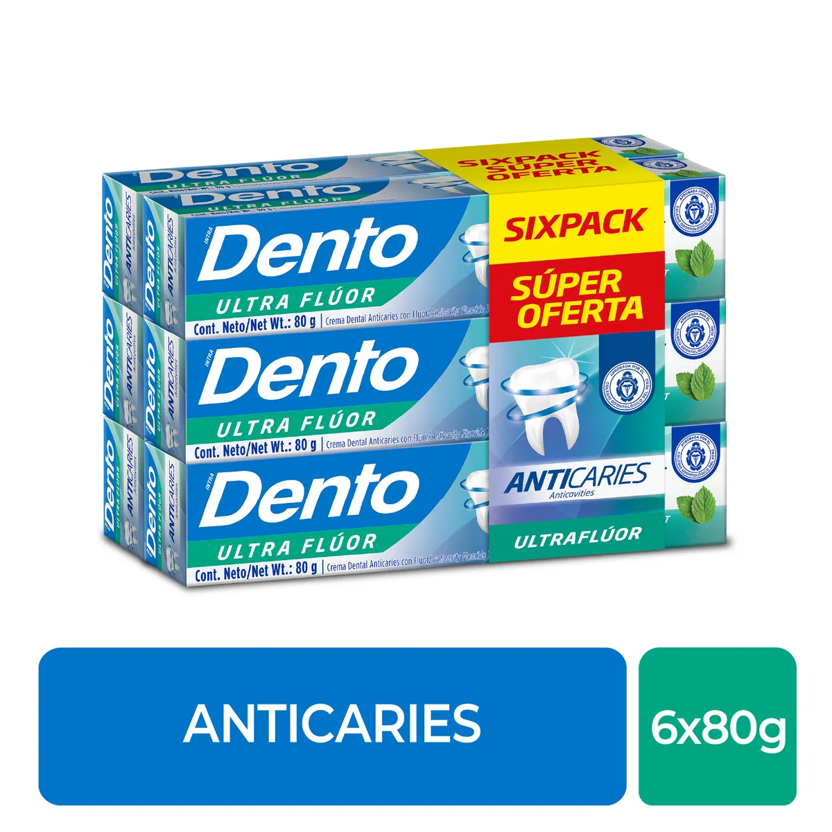 DENTO - Pasta Dental Dento Anticaries Sixpack Caja 80 g
