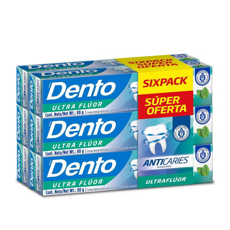 DENTO - Crema Dental Dento Anticaries Pack 6 Empaques 80 g